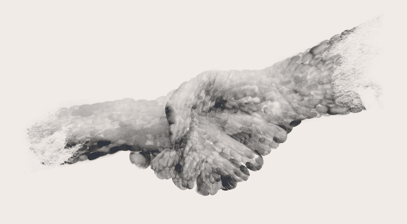 Handshake with fingerprint texture
